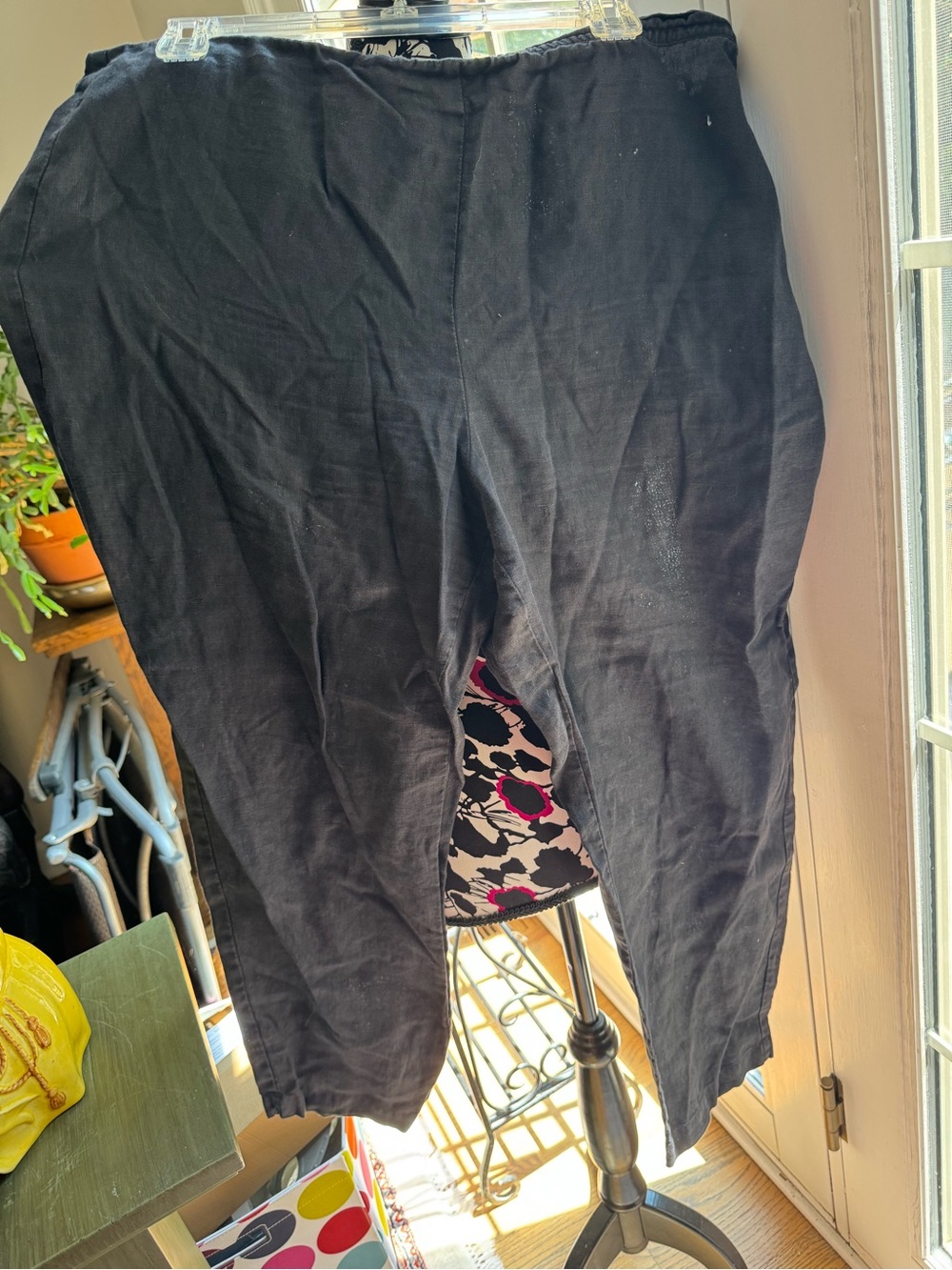 Eileen Fisher Black Linen-Blend Pull-On Pants
